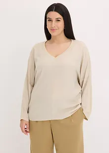 Topp med fladdermusärmar och satininfällning, bonprix