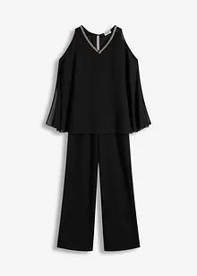 Jumpsuit med poncho och strass, bonprix