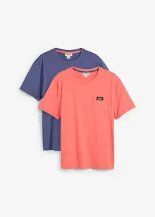 T-shirt med ficka, ren ekologisk bomull (2-pack), bonprix
