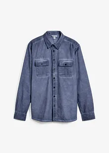 Långärmad bomullsskjorta med tvättad look, bonprix