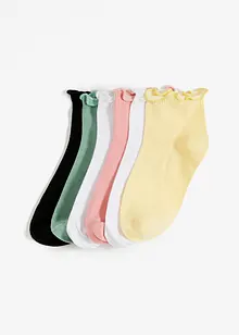 Korta sockor med vågig kant, med ekologisk bomull (6 par), bonprix
