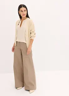 Ledig satinblus med överskurna ärmar, bonprix