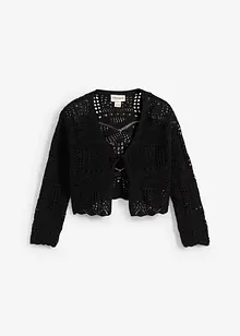 Stickad bolero med broderi och 3/4-ärmar för barn, bonprix