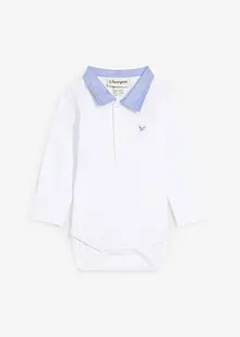Långärmad body med skjortkrage för bebisar, ekologisk bomull, bonprix