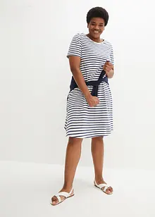 Knälång bomullsklänning i slubgar med fickor fickor, bonprix