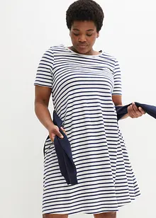 Knälång bomullsklänning i slubgar med fickor fickor, bonprix