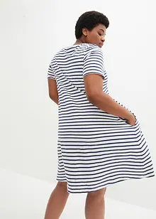 Knälång bomullsklänning i slubgar med fickor fickor, bonprix