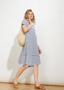 Knälång bomullsklänning i slubgar med fickor fickor, bonprix