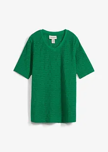 Kräppad, lätt transparent topp med hålbroderi, bonprix
