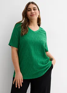 Kräppad, lätt transparent topp med hålbroderi, bonprix