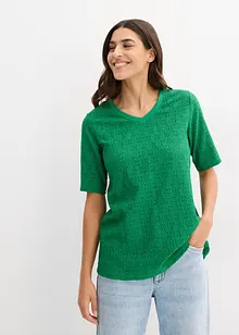Kräppad, lätt transparent topp med hålbroderi, bonprix