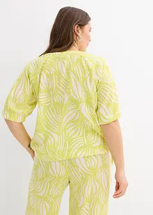 Kortärmad blus med linnelook, bonprix