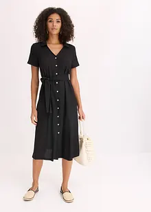 Jerseyklänning i luftig kräpp, bonprix