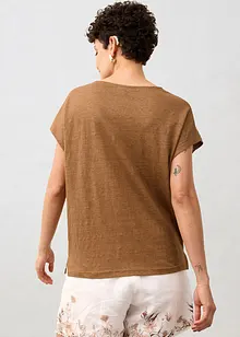 T-shirt i rent linne med spets, bonprix
