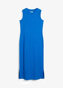 Ribbad jerseyklänning med sprund och bomull, bonprix