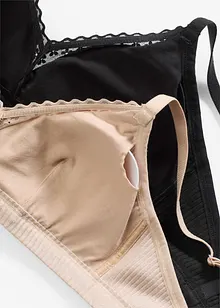 Vadderad bralette utan bygel med ekologisk bomull (2-pack), bonprix