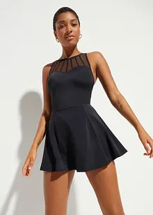 Baddräktsklänning med medelhög formande effekt och transparent mesh, bonprix