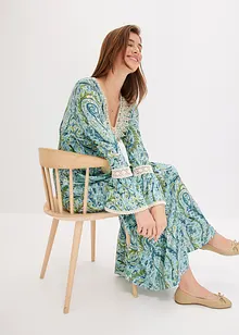 Jerseyklänning med virkad infällning, bonprix