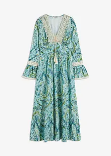 Jerseyklänning med virkad infällning, bonprix