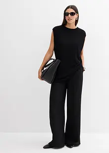 Stickad topp i ballongmodell av fintrådig viskos, bonprix