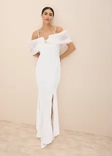 Brudklänning i glänsande satin med strass, bonprix