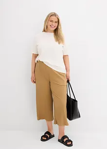 Ribbstickad jerseybyxa med bekväm midja, bonprix