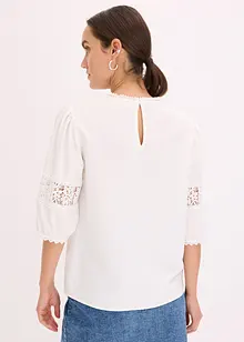 Kortärmad blus med linneandel, bonprix