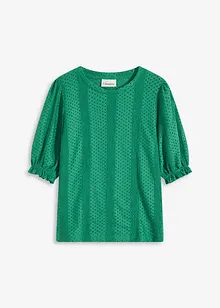 Topp med hålbroderi och volanger, bonprix