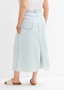 Mellanlång jeanskjol Mid Waist, Super Soft, bonprix