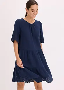 Muslinklänning med hålbroderi, bonprix