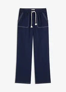 Byxa med snodd i midjan och kontrasterande sömmar, av lätt twill, bonprix