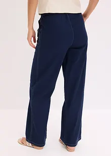Byxa med snodd i midjan och kontrasterande sömmar, av lätt twill, bonprix
