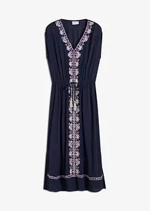 Mellanlång klänning med broderi i bohemisk stil, bonprix