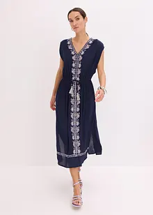 Mellanlång klänning med broderi i bohemisk stil, bonprix