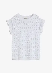 Stickad topp med virkad look och spets, bonprix
