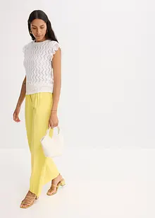 Stickad topp med virkad look och spets, bonprix
