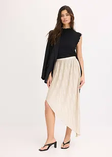 Plisserad kjol av glansig satin, bonprix