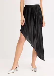 Plisserad kjol av glansig satin, bonprix