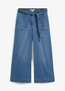Jeans med vida ben, High Waist och resårlinning, cropped, bonprix