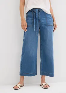 Jeans med vida ben, High Waist och resårlinning, cropped, bonprix