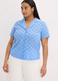 Moderiktig blus med hålbroderi, bonprix