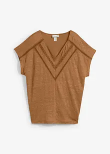 T-shirt i rent linne med spets, bonprix
