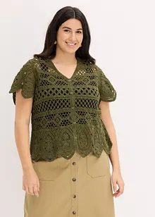 Virkad cardigan i kort modell, bonprix