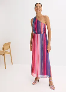 One shoulder-klänning i mjuk mesh, bonprix