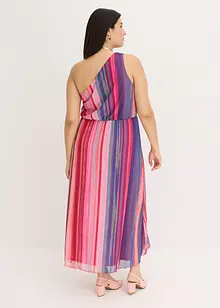 One shoulder-klänning i mjuk mesh, bonprix