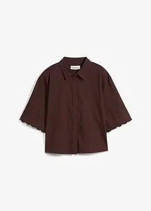 Kort skjortblus med sidenandel, bonprix
