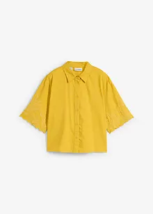 Kort skjortblus med sidenandel, bonprix