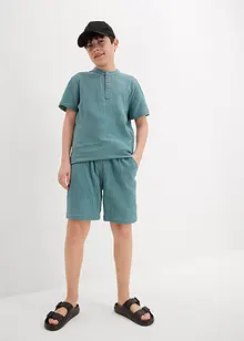 Kortärmad skjorta med ståkrage i mjuk muslin för barn, bonprix