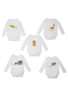 Långärmad babybody (5-pack), ekologisk bomull, bonprix