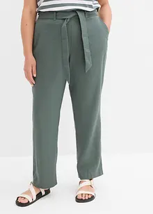Byxor i dra på-modell i luftig mix av linne och viskos, bonprix
